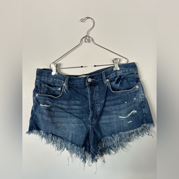 Free People Cut Off Jean Shirts Size 31 High Rise Button Fly Distressed Festival - Picture 1 of 4